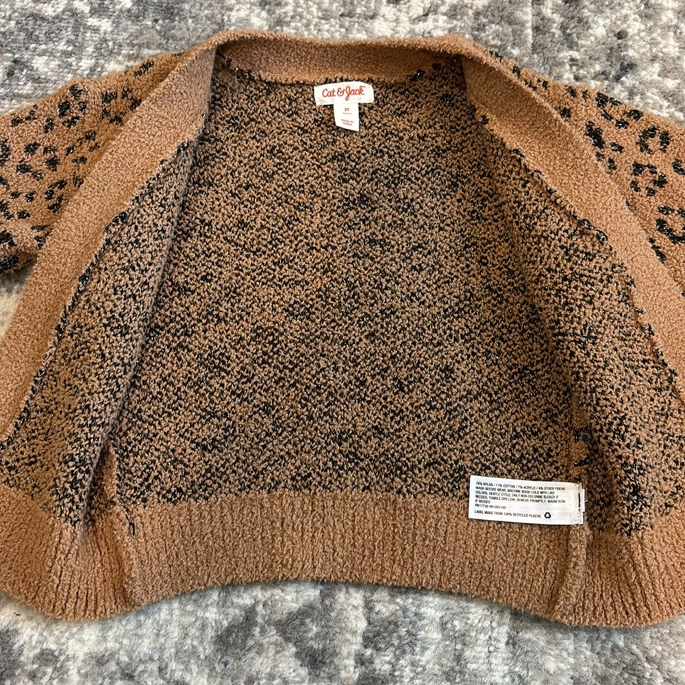 Cat & Jack 2t leopard open front cardigan - Picture 2 of 7
